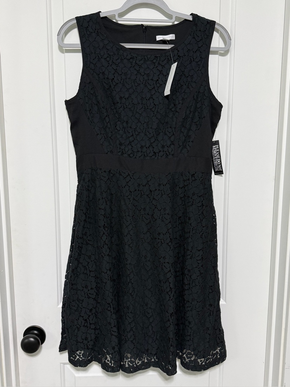 NWT New York & Company Black Lace Fit-and-Flare Mini Dress